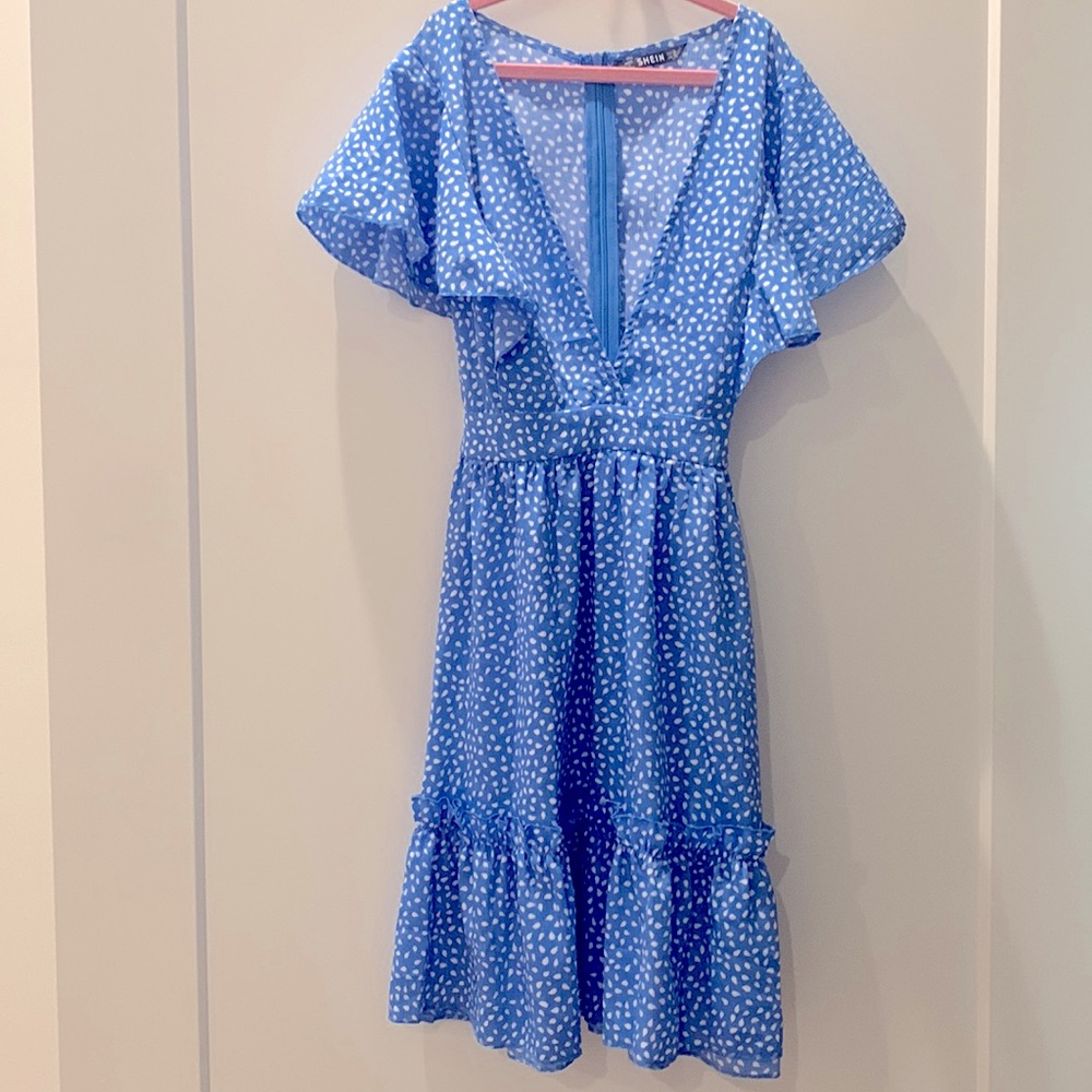 Blue Polk dot mini dress